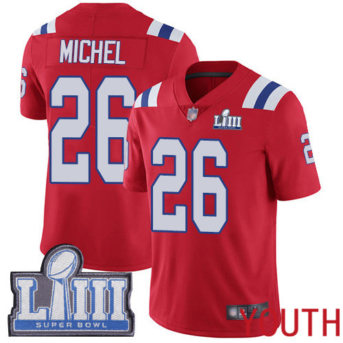 New England Patriots Football 26 Super Bowl LIII Bound Limited Red Youth Sony Michel Alternate NFL Jersey